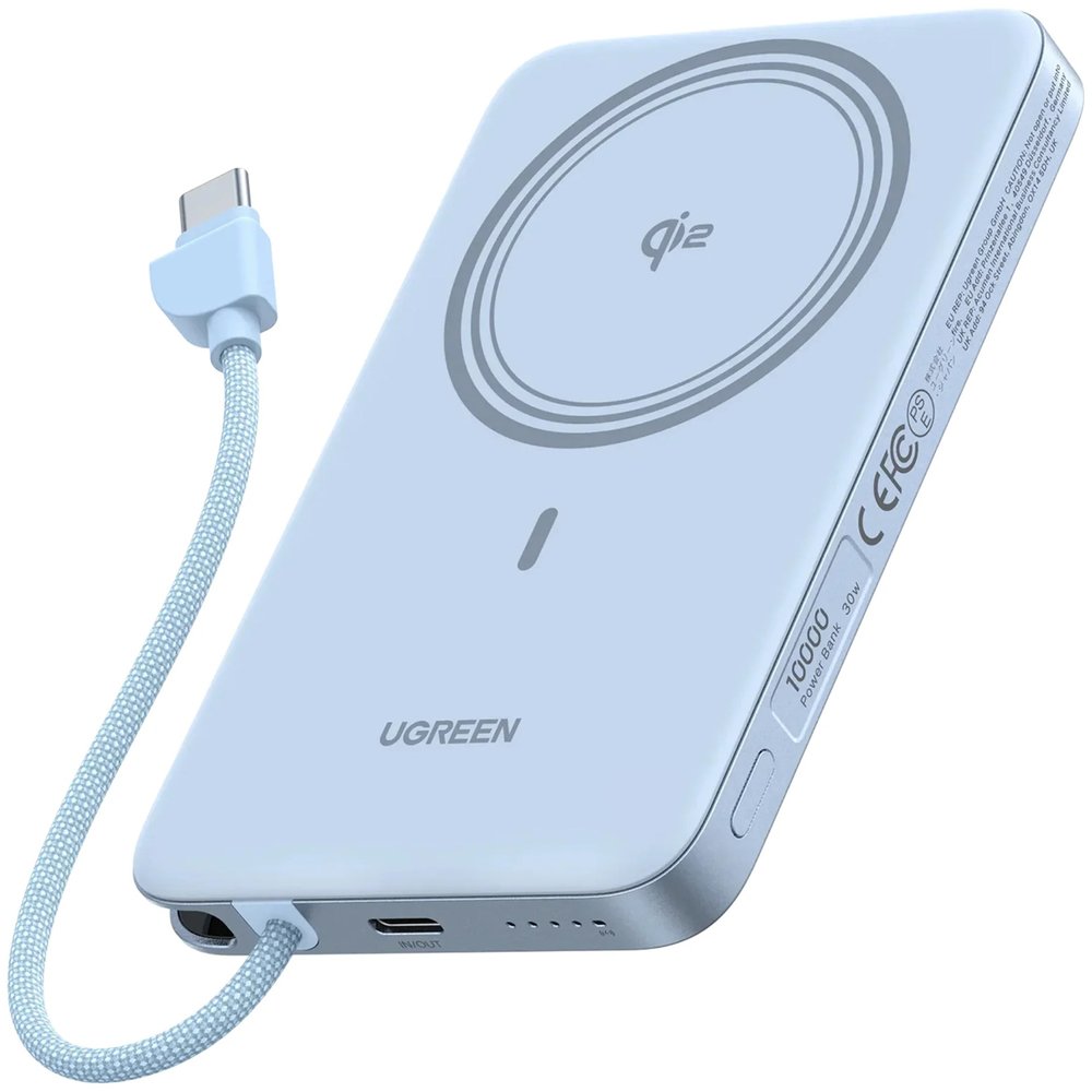Внешний аккумулятор UGREEN PB570 (65839B) 10000mAh, серебристо-голубой — изображение 3