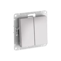 Выключатель 2-клавишный Systeme Electric ATLASDESIGN, сх.5, 10АХ, быстрозажимные клеммы, АЛЮМИНИЙ