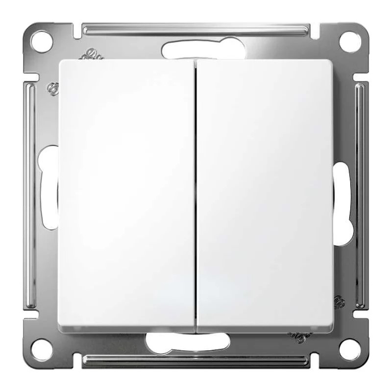 Выключатель 2-клавишный Systeme Electric ATLASDESIGN, сх.5, 10АХ, быстрозажимные клеммы, БЕЛЫЙ — изображение 2