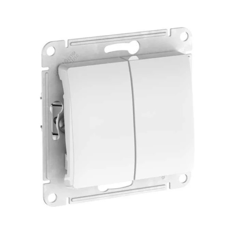Выключатель 2-клавишный Systeme Electric GLOSSA, сх.5, 10АХ, быстрозажимные клеммы, БЕЛЫЙ — изображение 2