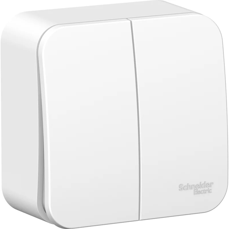 Выключатель двухклавишный наружный Systeme Electric BLANCA (схема 5) с изоляционной пластиной 10A 250B белый — изображение 2
