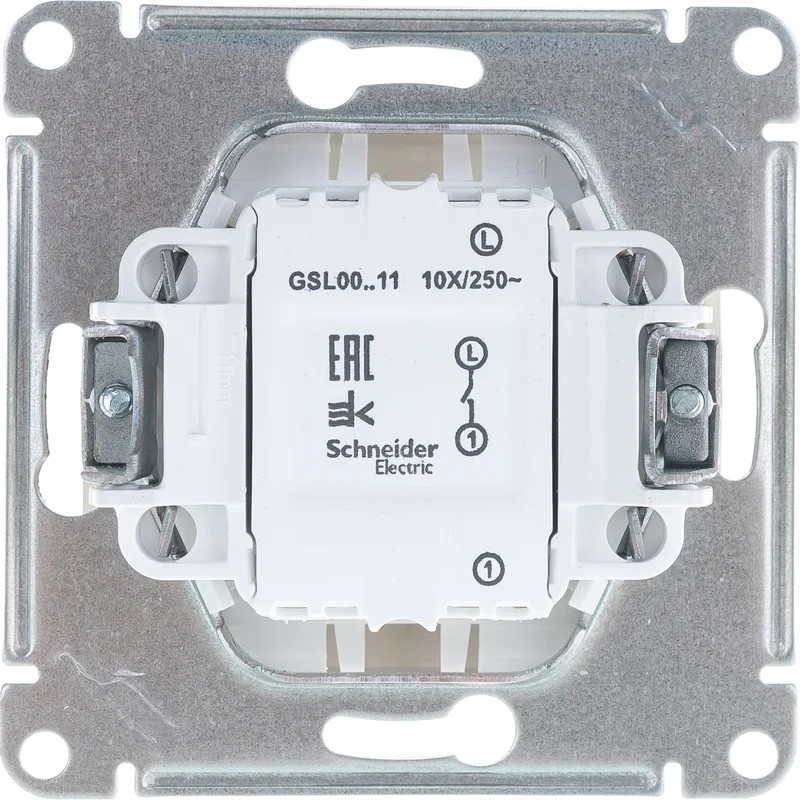 Выключатель одноклавишный Systeme Electric GLOSSA, в рамку, схема 1, алюминий — изображение 2